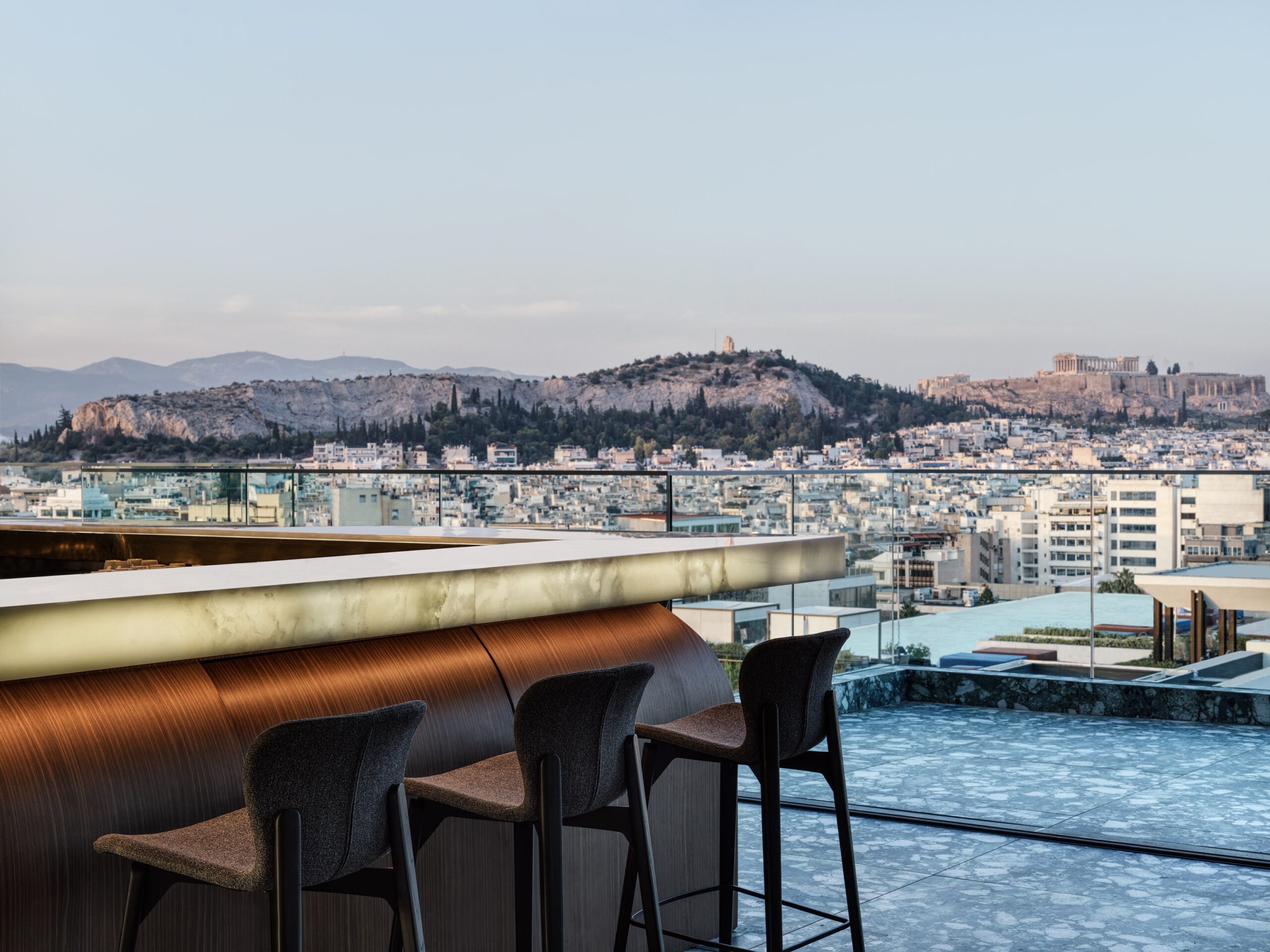 The Grand by Interni the 5 star rooftop restaurant in Athens. Grand Hyatt Athens